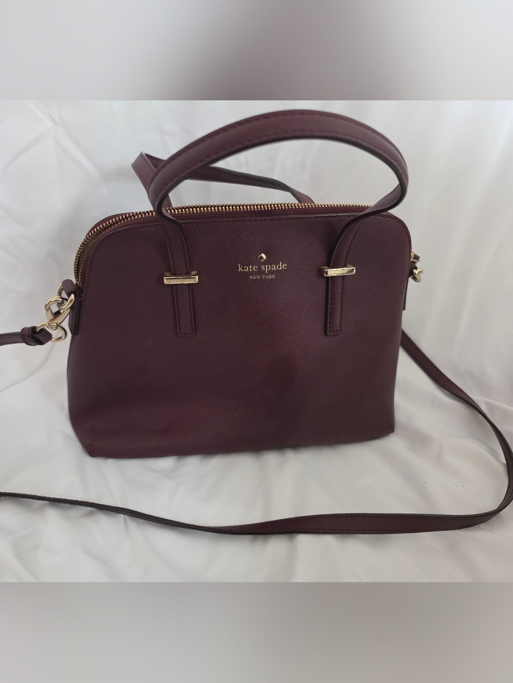 Kate Spade New York Burgundy Saffiano Satchel Crossbody